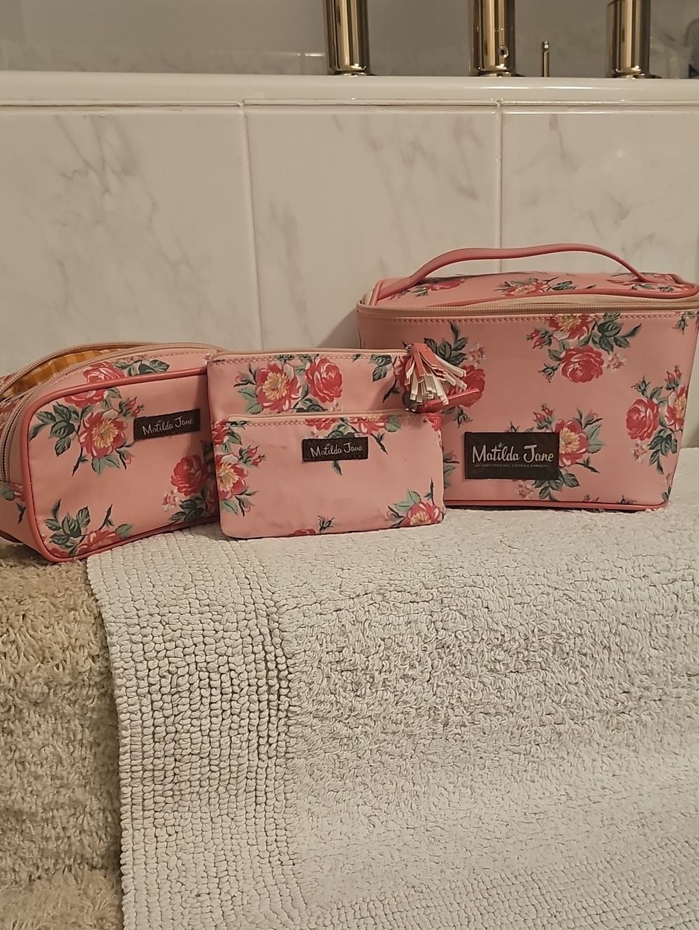 Matilda Jane Pink Floral Three-Piece Cosmetic Case Set